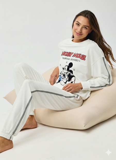 סט פיג’מה ארוכה פרנץ’ טרי MICKEY