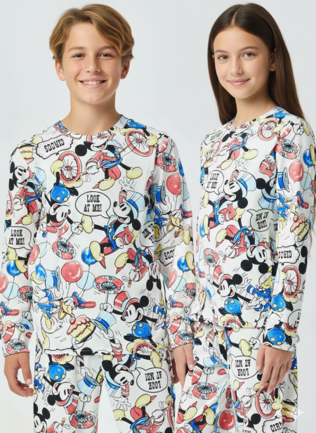 סט פיג’מה יוניסקס ארוכה MICKEY