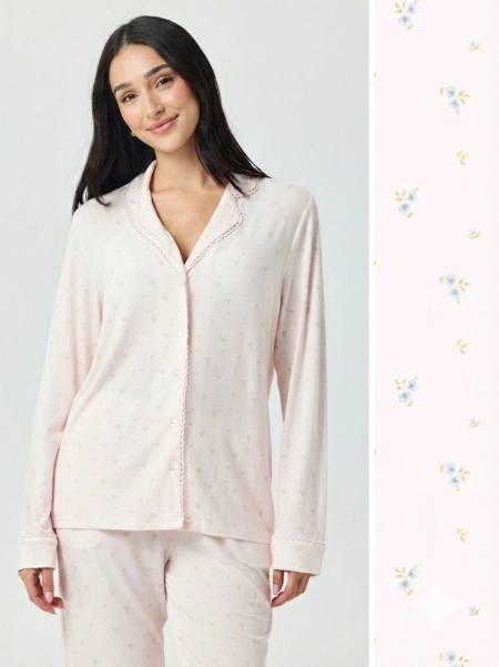 סט פיג’מה מכופתרת דקה ונעימה