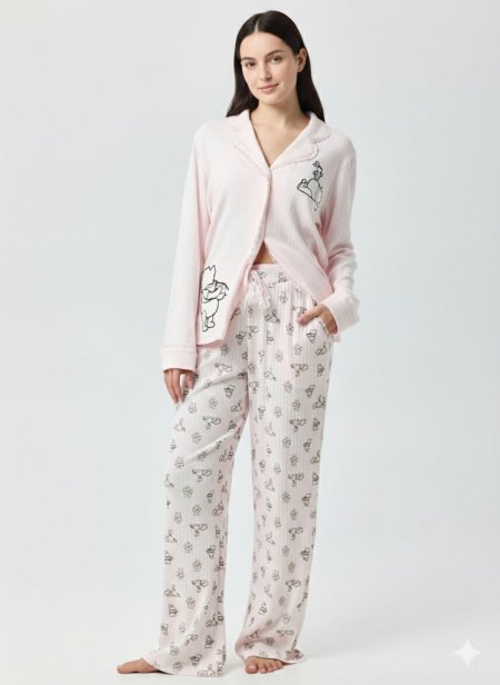 סט פיג’מה מכופתרת דקה WINNIE THE POOH