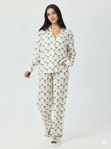 סט פיג’מה מכופתרת דקה MINNIE