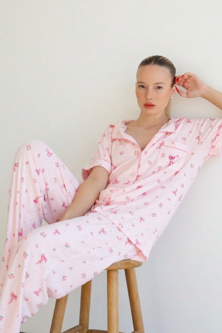 סט פיג׳מה מכופתרת