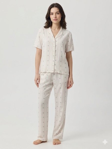 סט פיג’מה מכופתרת STRAWBERRY