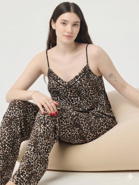 סט פיג’מה גופיה LEOPARD