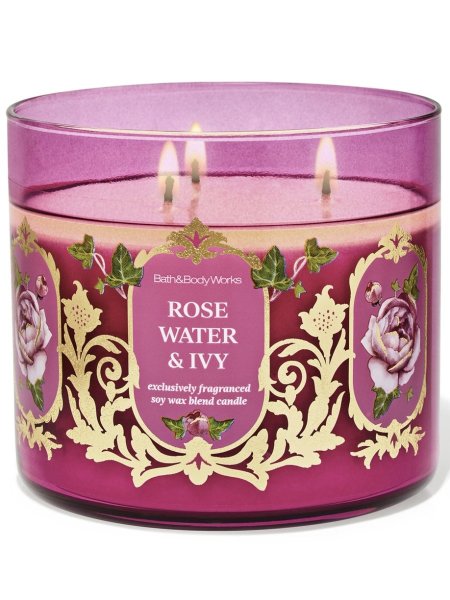 Rose Water & Ivy by Bath & Body Works 3-Wick Scented Candle