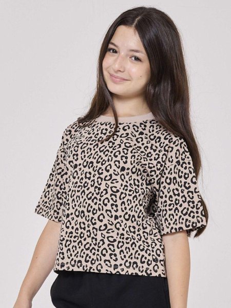חולצת טישירט קרופ LEOPARD