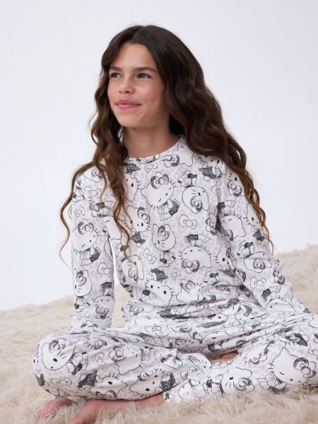 סט פיג’מה ארוכה דקה  delta HELLO KITTY