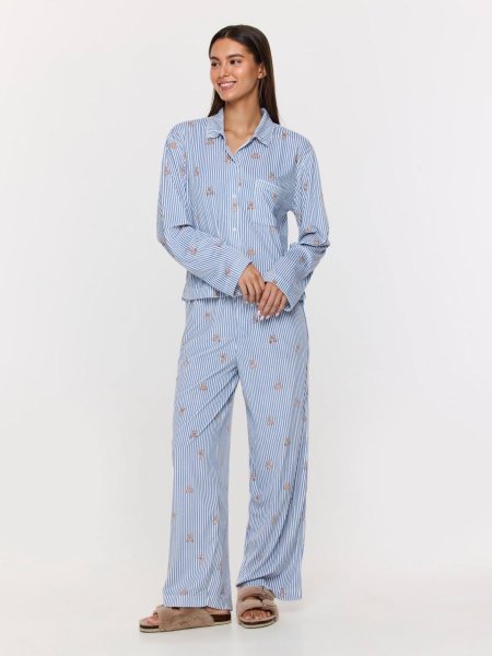 סט פיג’מה מכופתרת פליז