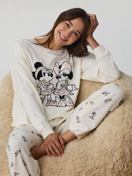 סט פיג’מה ארוכה פרנץ’ טרי MICKEY AND Delta
