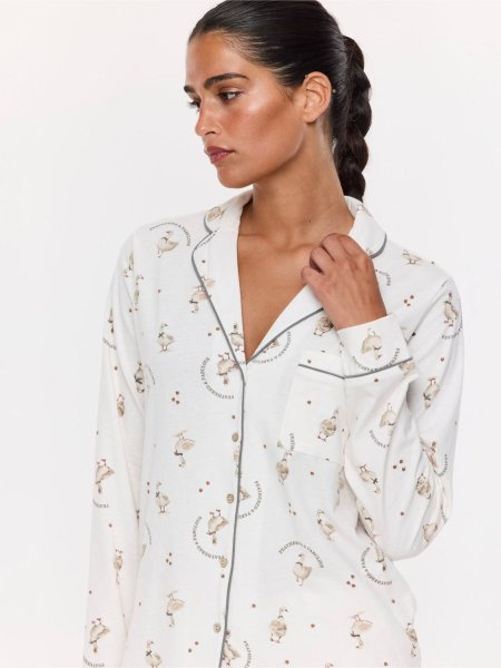 סט פיג’מה מכופתרת כותנה דובונים