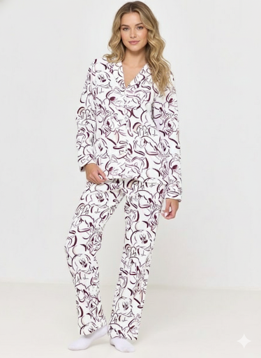 סט פיג’מה מכופתרת חמה MICKEY & FRIENDS